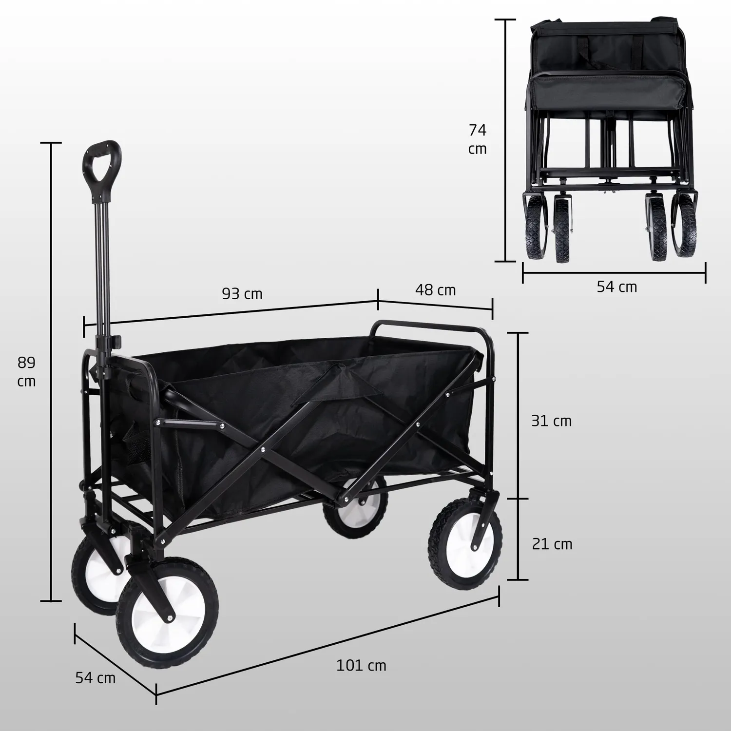 Amig Outland carrello pieghevole nero 100 kg 20 cm