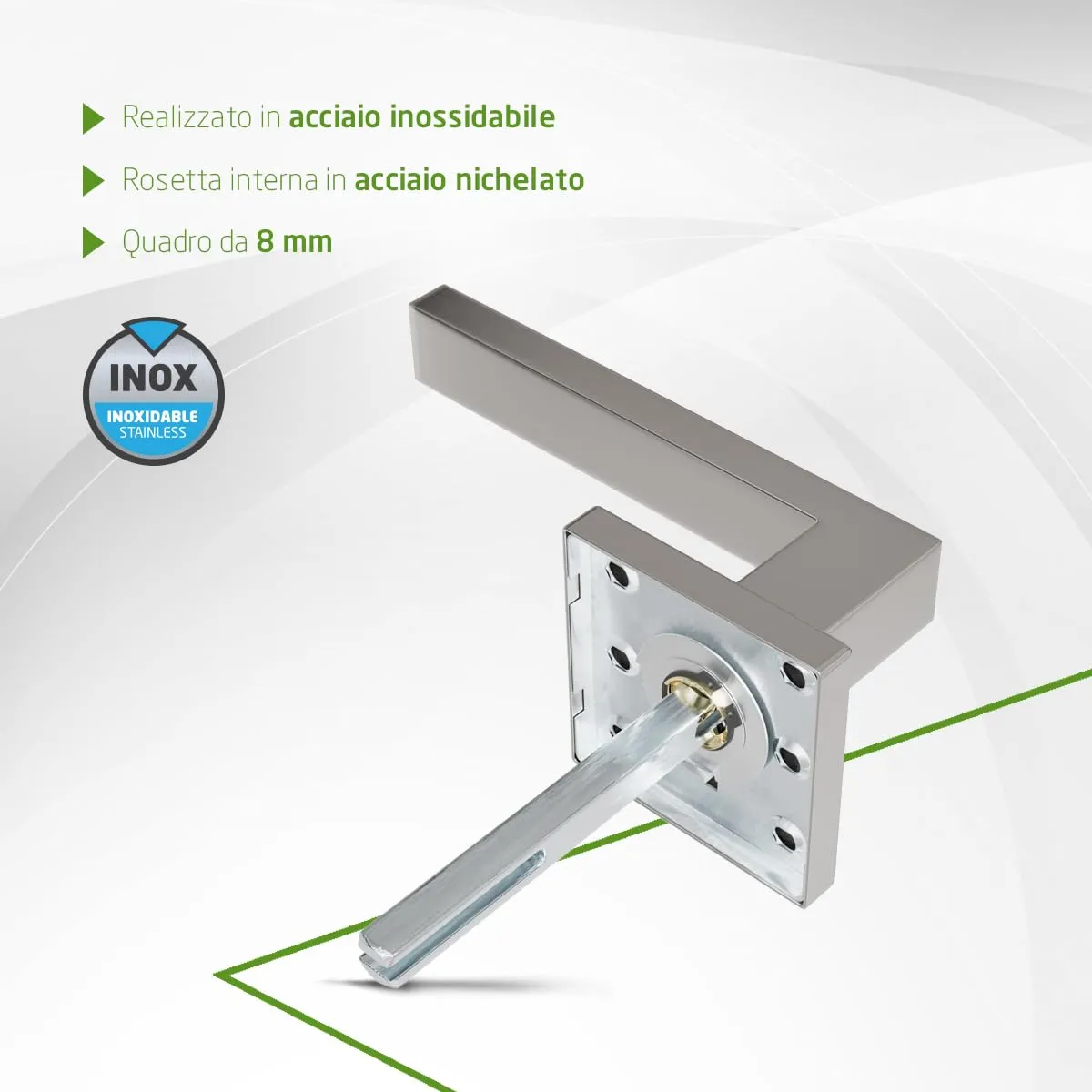 Amig maniglie porte rosetta quadrata nere inox