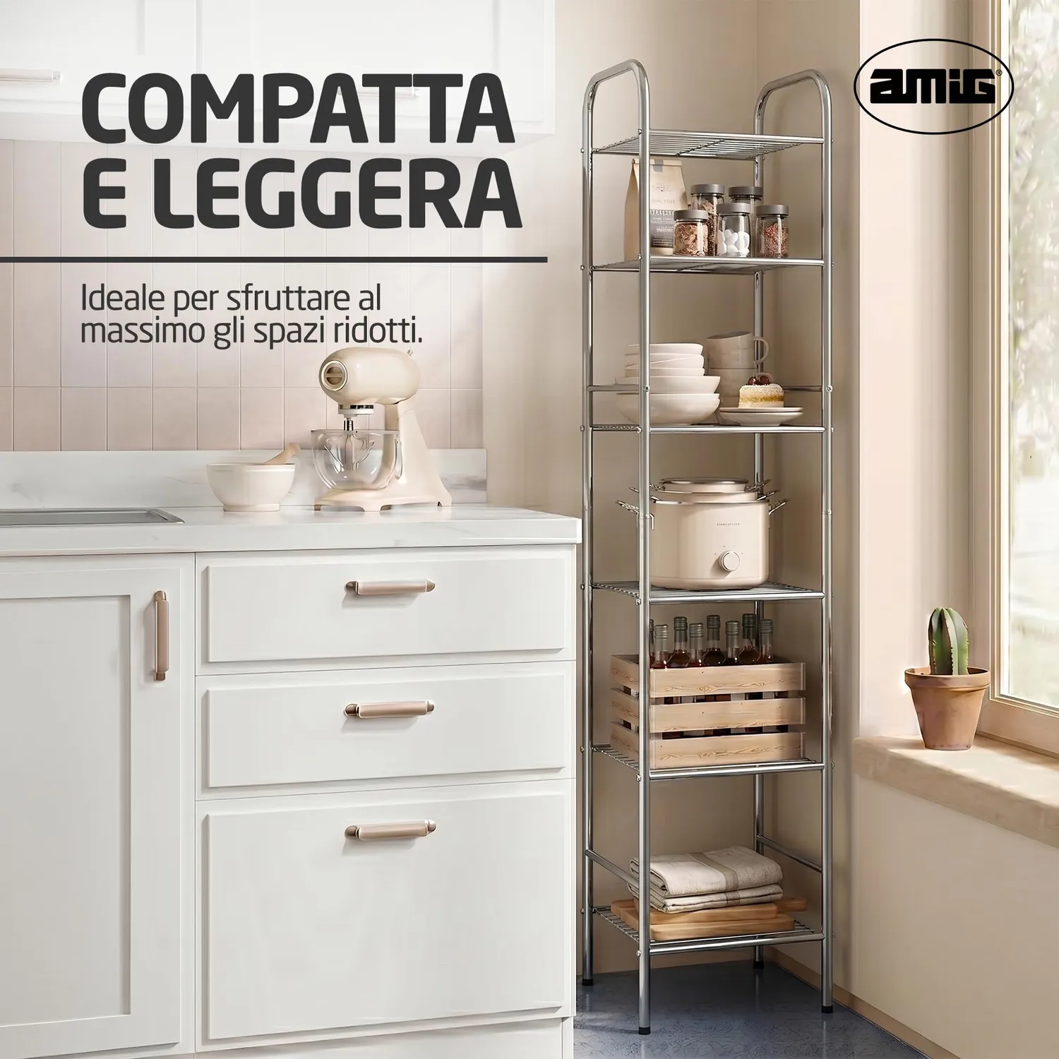 Amig Brisa Scaffale Bagno Acciaio 6 Ripiani Argento