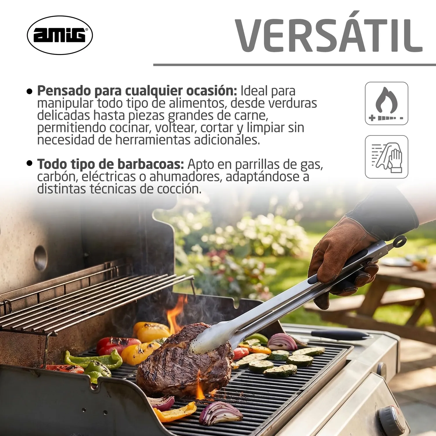 Amig AM33 pinza barbecue 34,5 cm acciaio