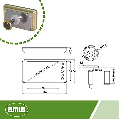 Amig spioncino digitale porta LCD 4" oro 160°