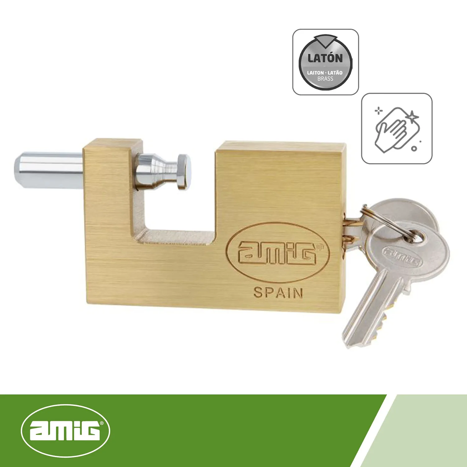 Amig lucchetto rettangolare barra ottone 90 mm antifurto