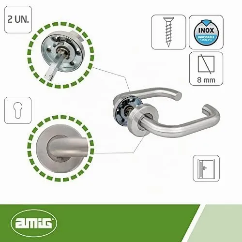 Amig 3RBX maniglie porte inox argento 140 mm