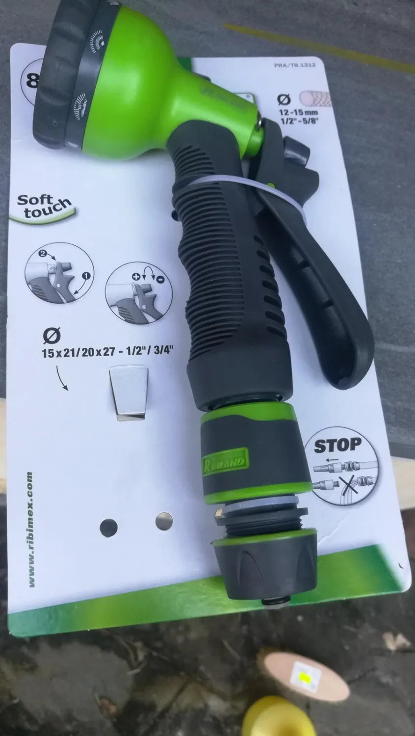 Ribimex kit irrigazione giardino pistola 8 getti tubi 12-15 mm