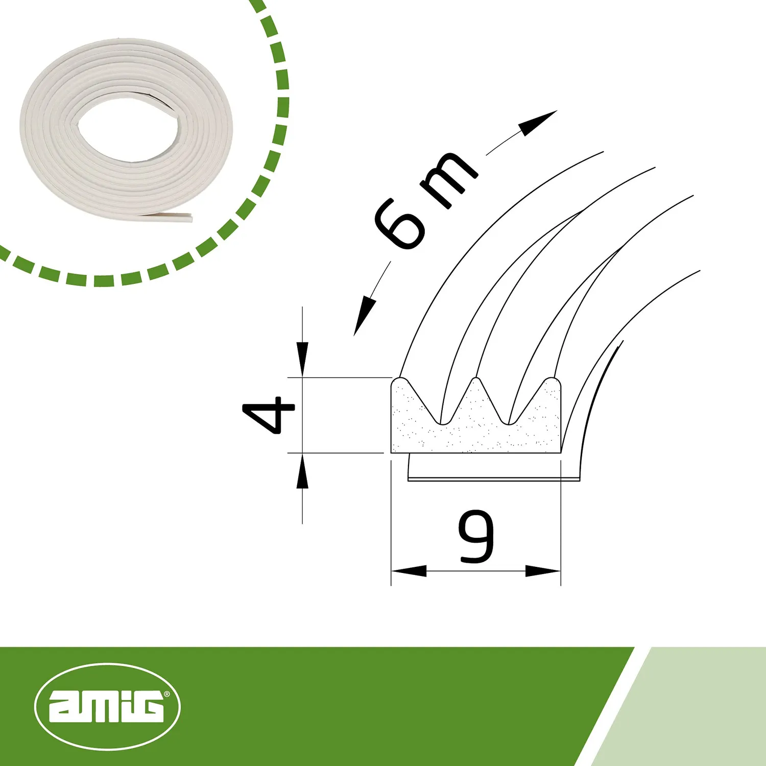 Amig paraspifferi adesivo 6 m bianco gomma