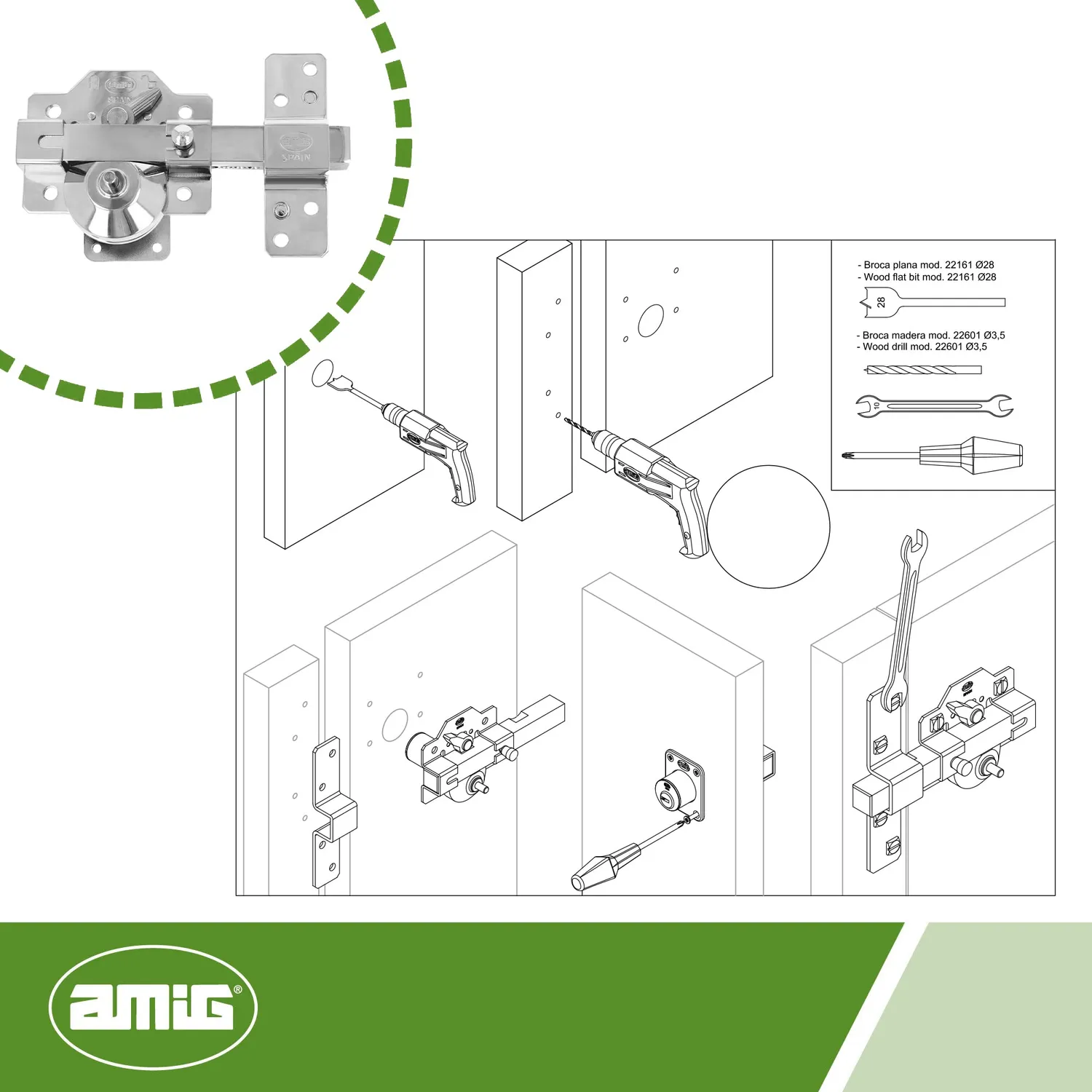 Amig Chiavistello Sovrapporre Acciaio 90x154 mm Argento Alta Sicurezza