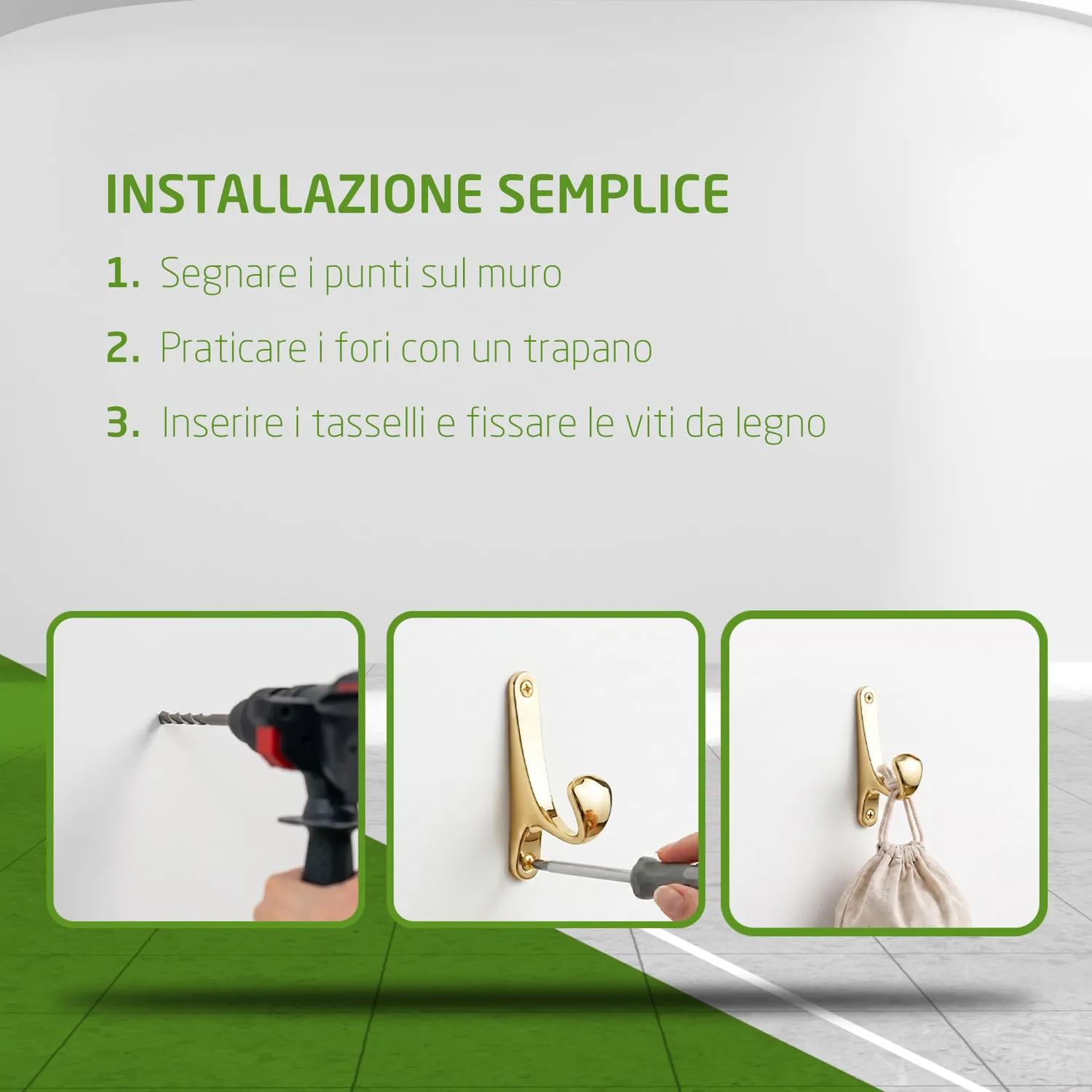 Amig CS34 appendiabiti da parete oro in zamak