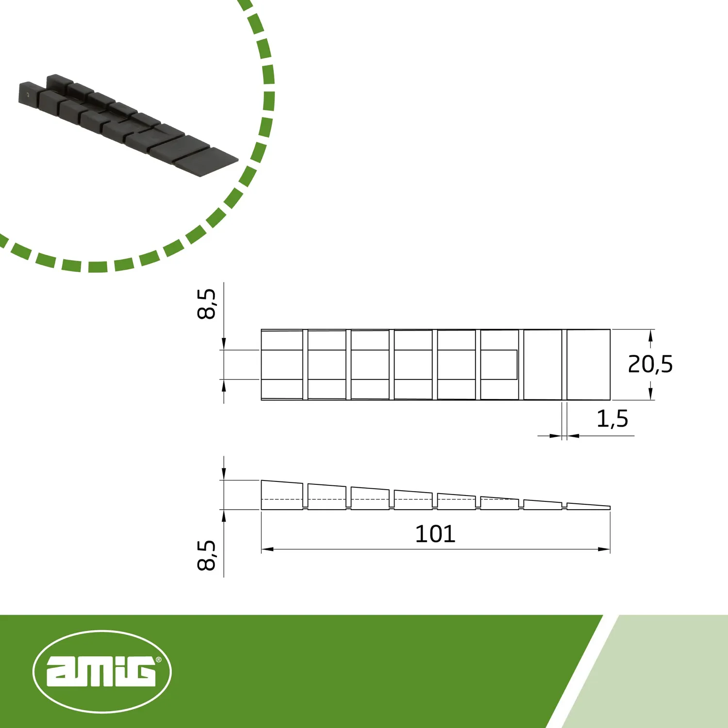 Amig cunei livellanti neri mobili set 4 pezzi