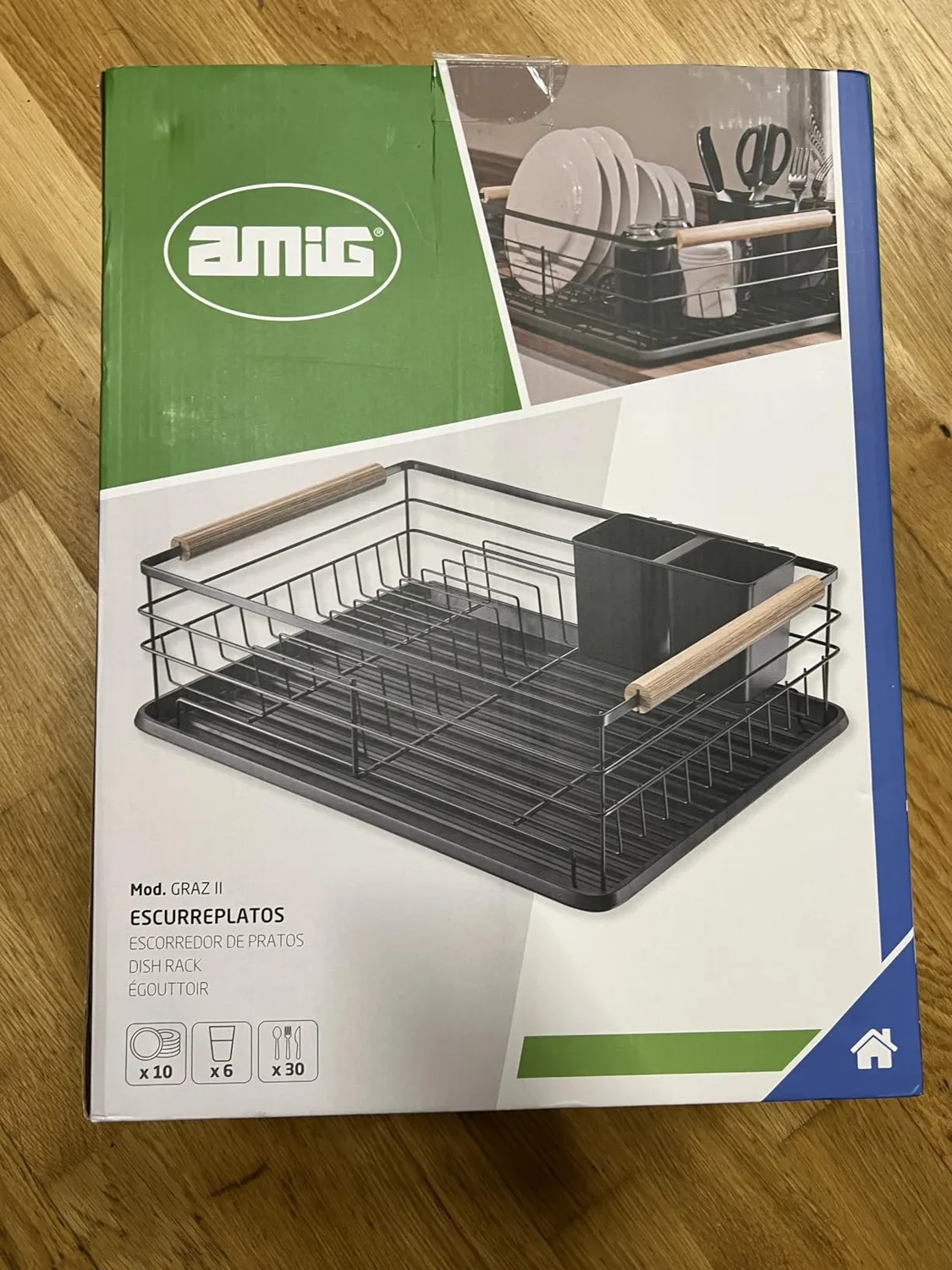 Amig Graz II scolapiatti nero acciaio 42x31,5x15 cm