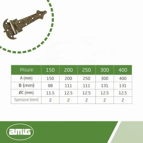 Amig 554-150 cerniera rinforzata 150 mm cuoio rustica
