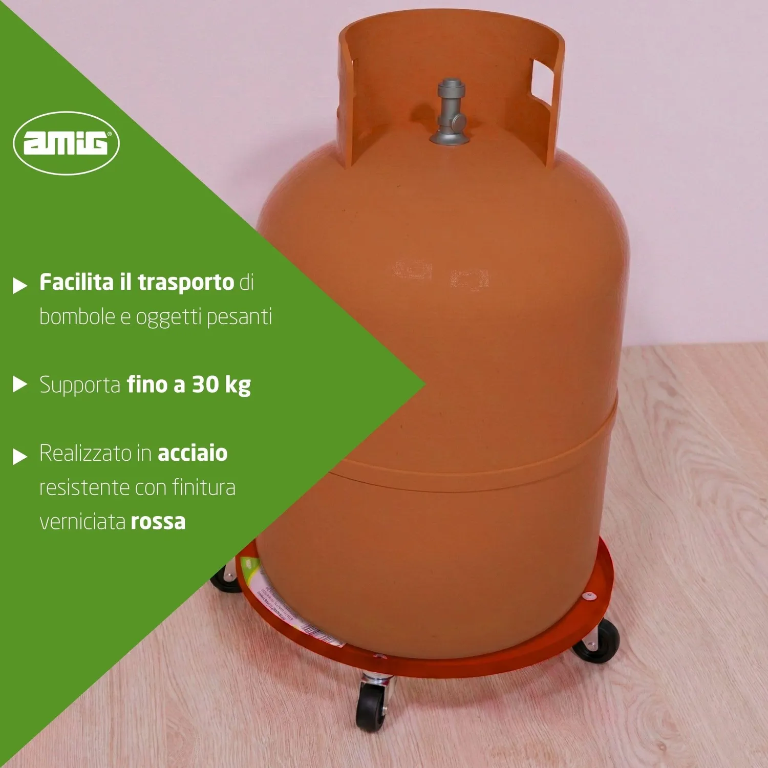 Amig Supporto Bombole Butano Ruote 31cm 30kg