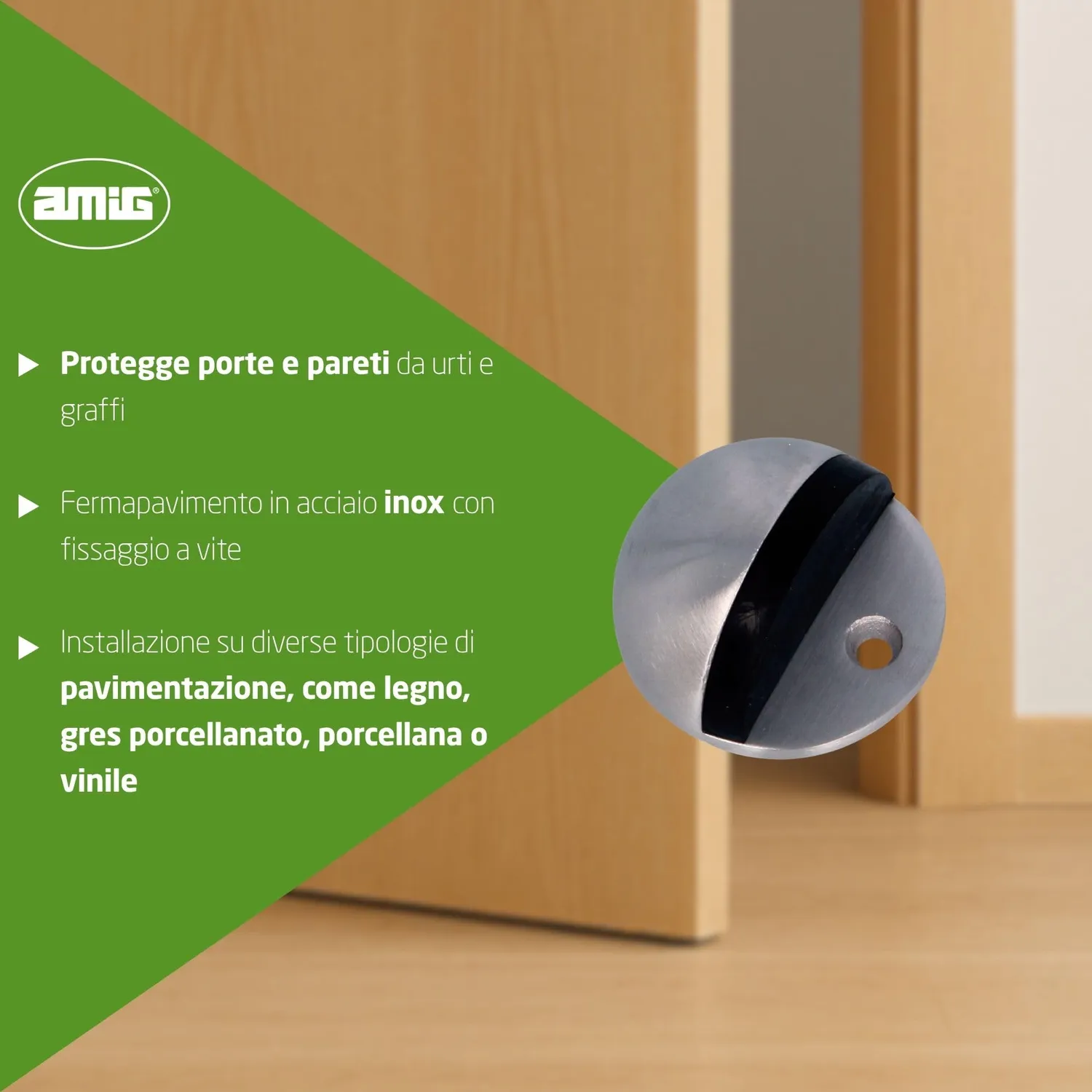 Amig fermaporta pavimento 45x25 mm inox opaco
