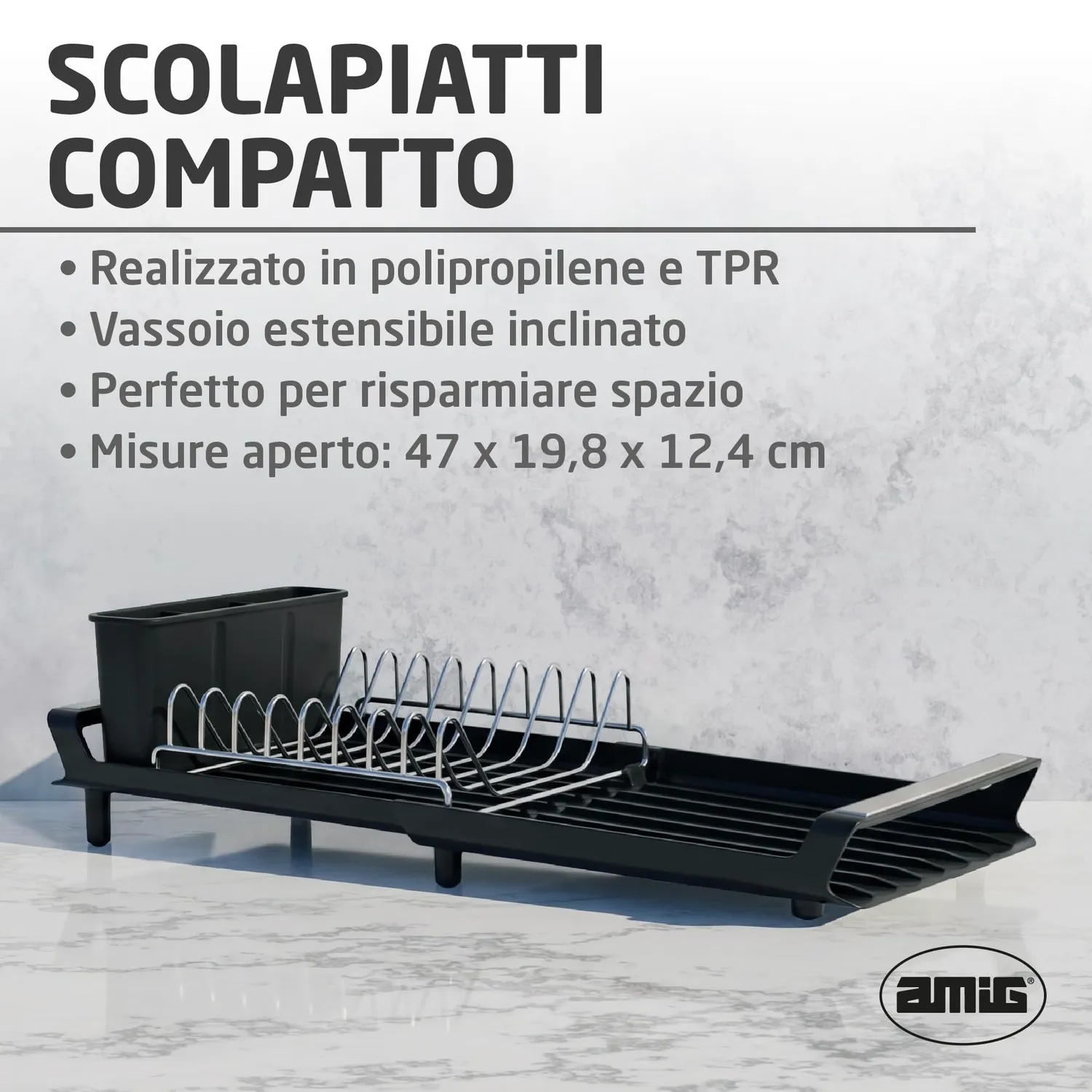 Amig Extik Scolapiatti Estensibile Nero 28-47 cm
