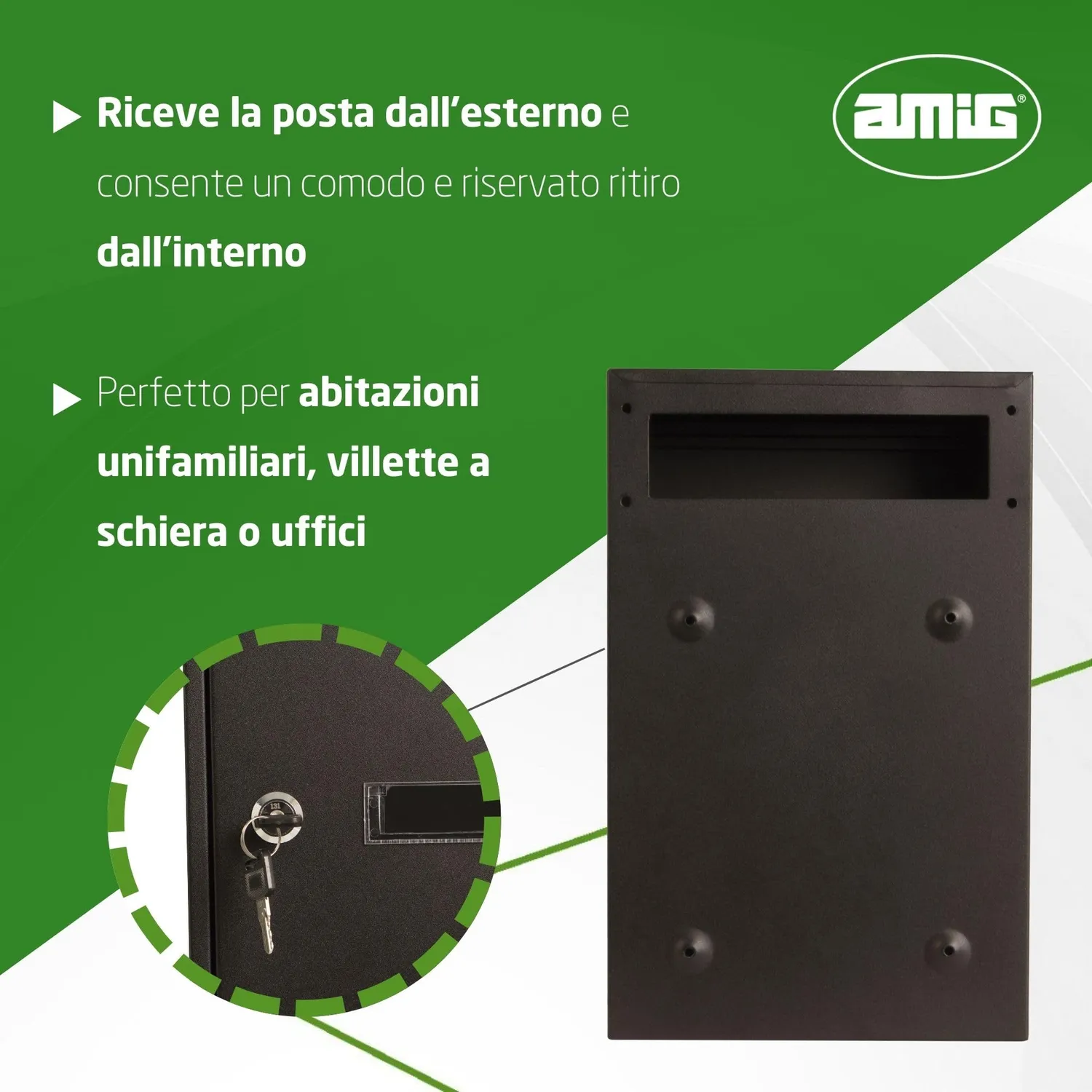 Amig cassetta postale interna A4 40x25x10 cm nera acciaio