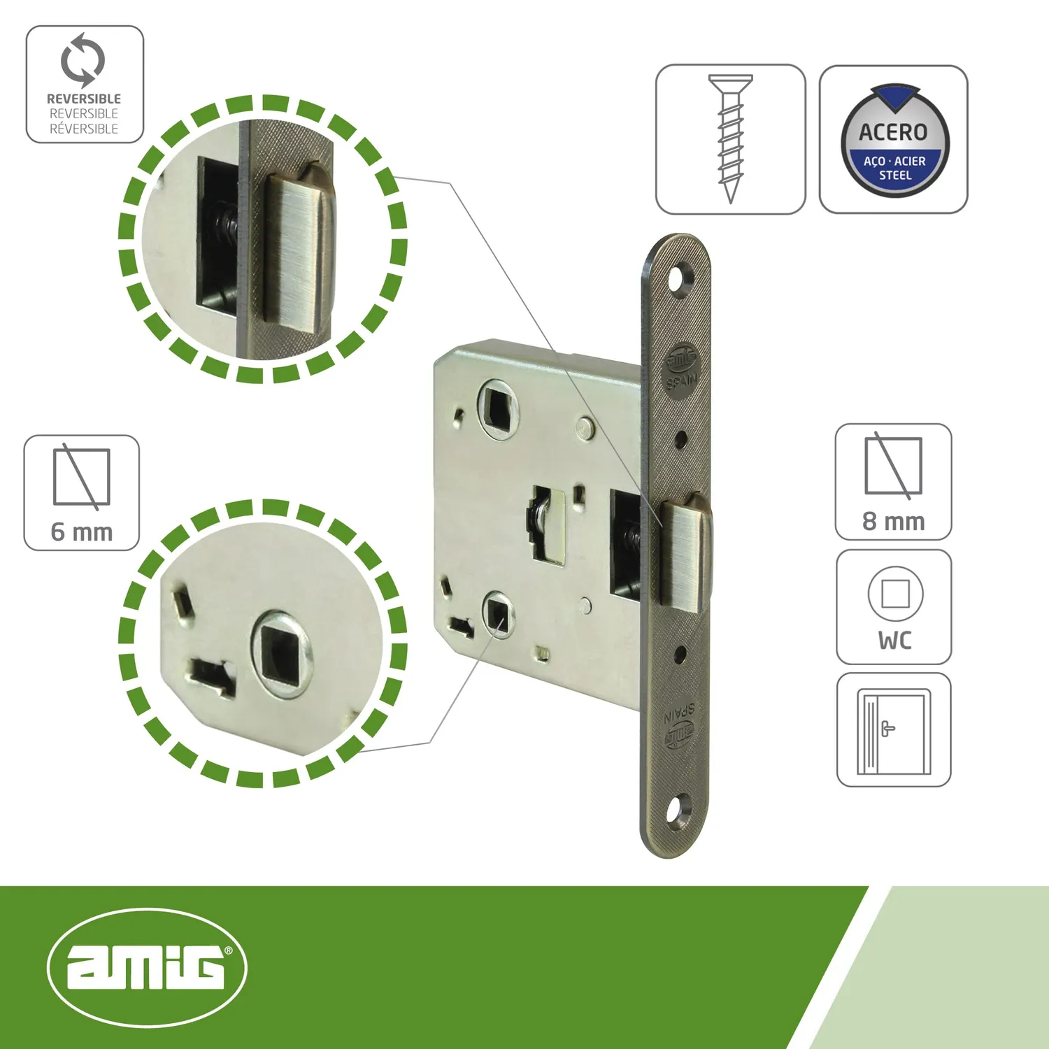 Amig 2000 Maniglia Unificata Legno Pelle 50 mm Incasso