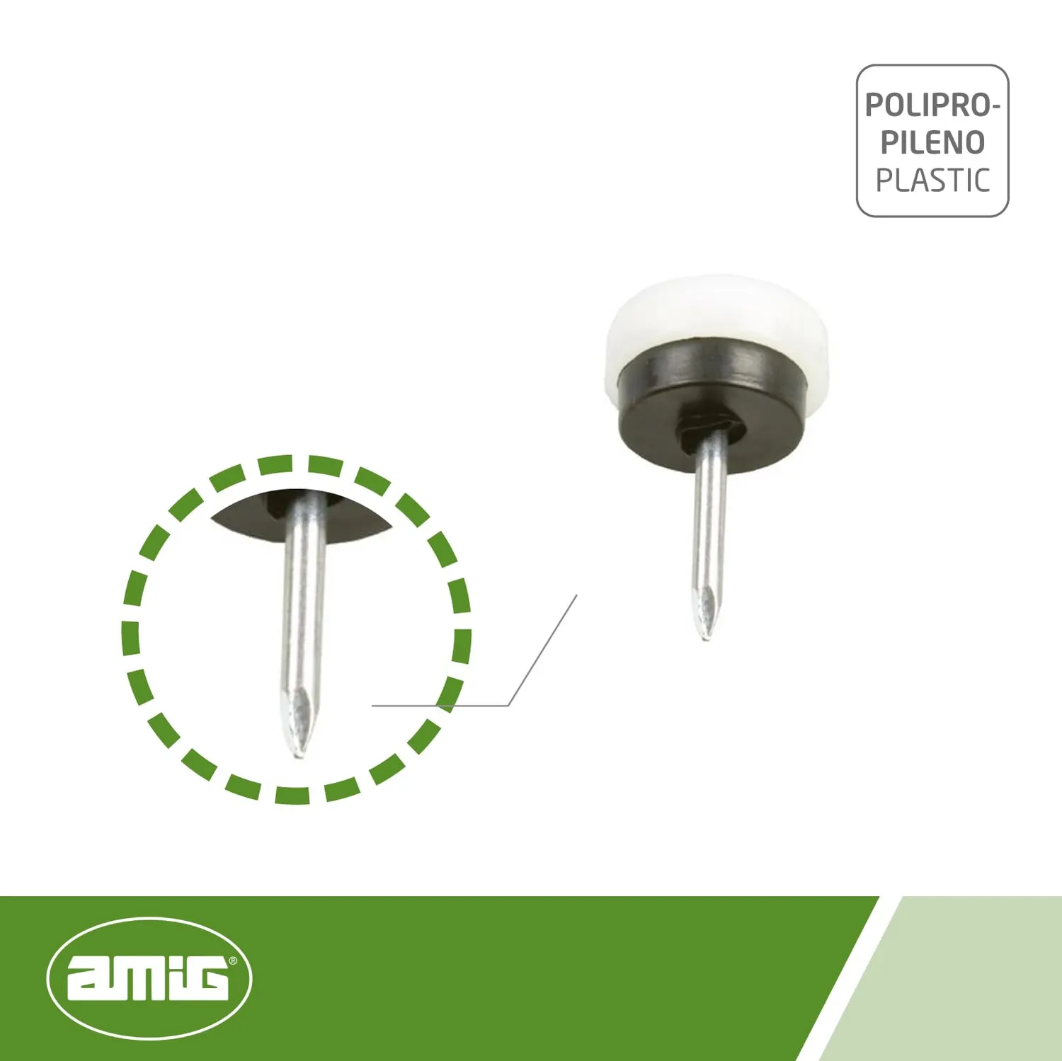 Amig Mod. 70 piedino con chiodo Ø19 mm polipropilene