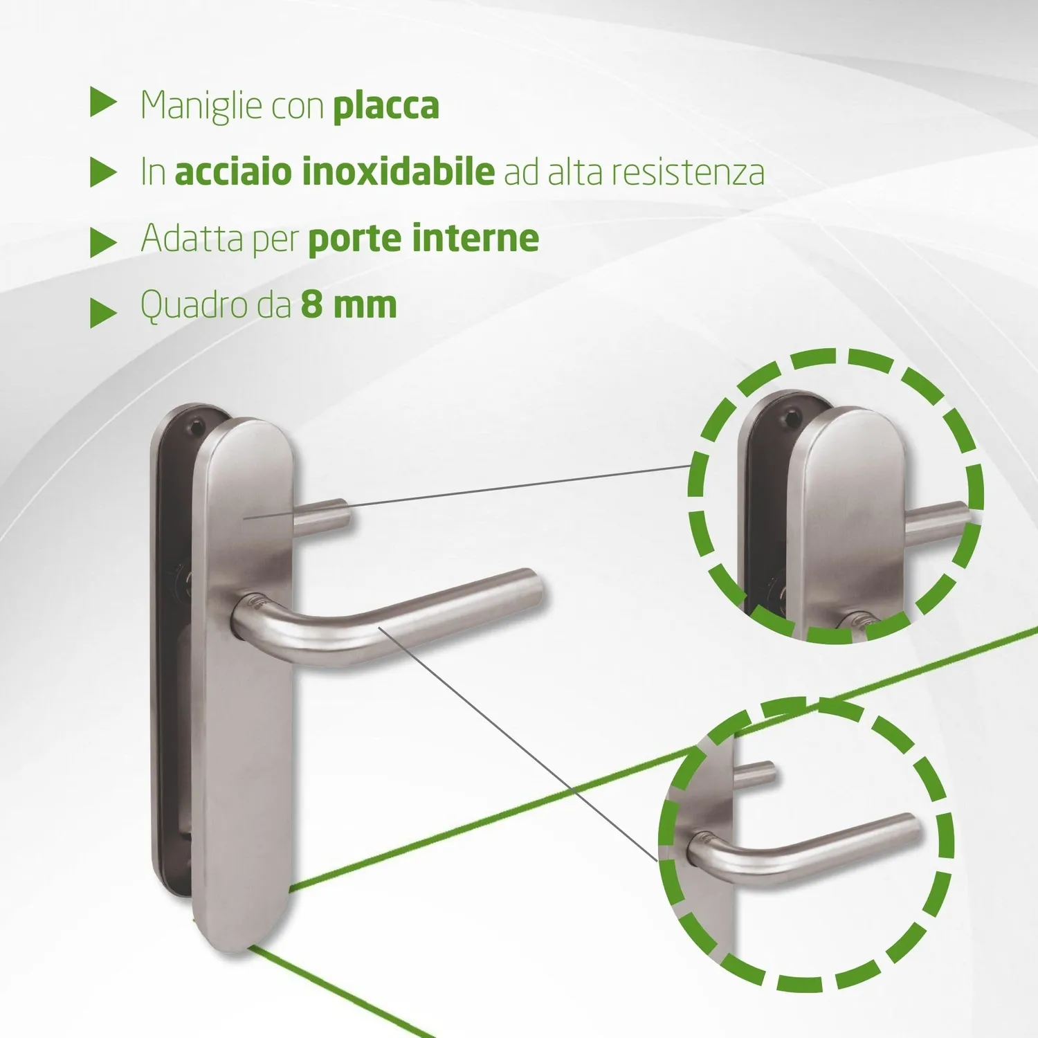 Amig 4PX set maniglie porta con piastra inox satinato