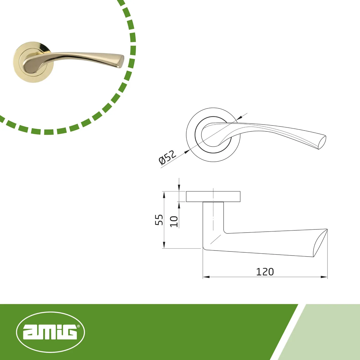 Amig maniglia passaggio ottone 55 mm con scrocco
