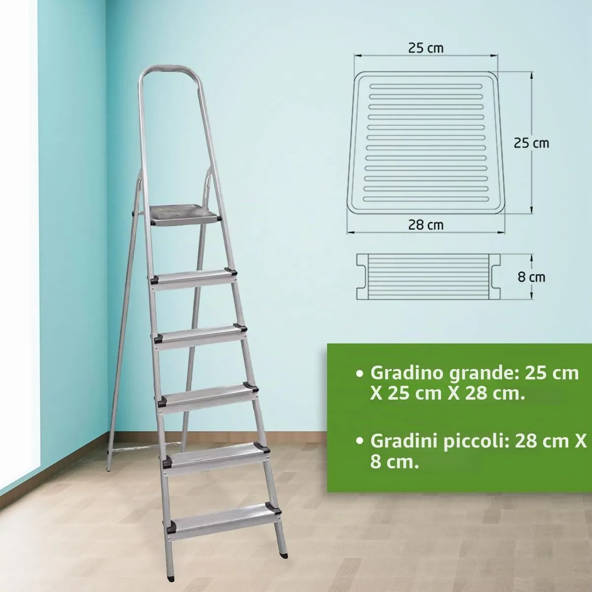 Amig scaletta pieghevole 6 gradini alluminio 150 kg