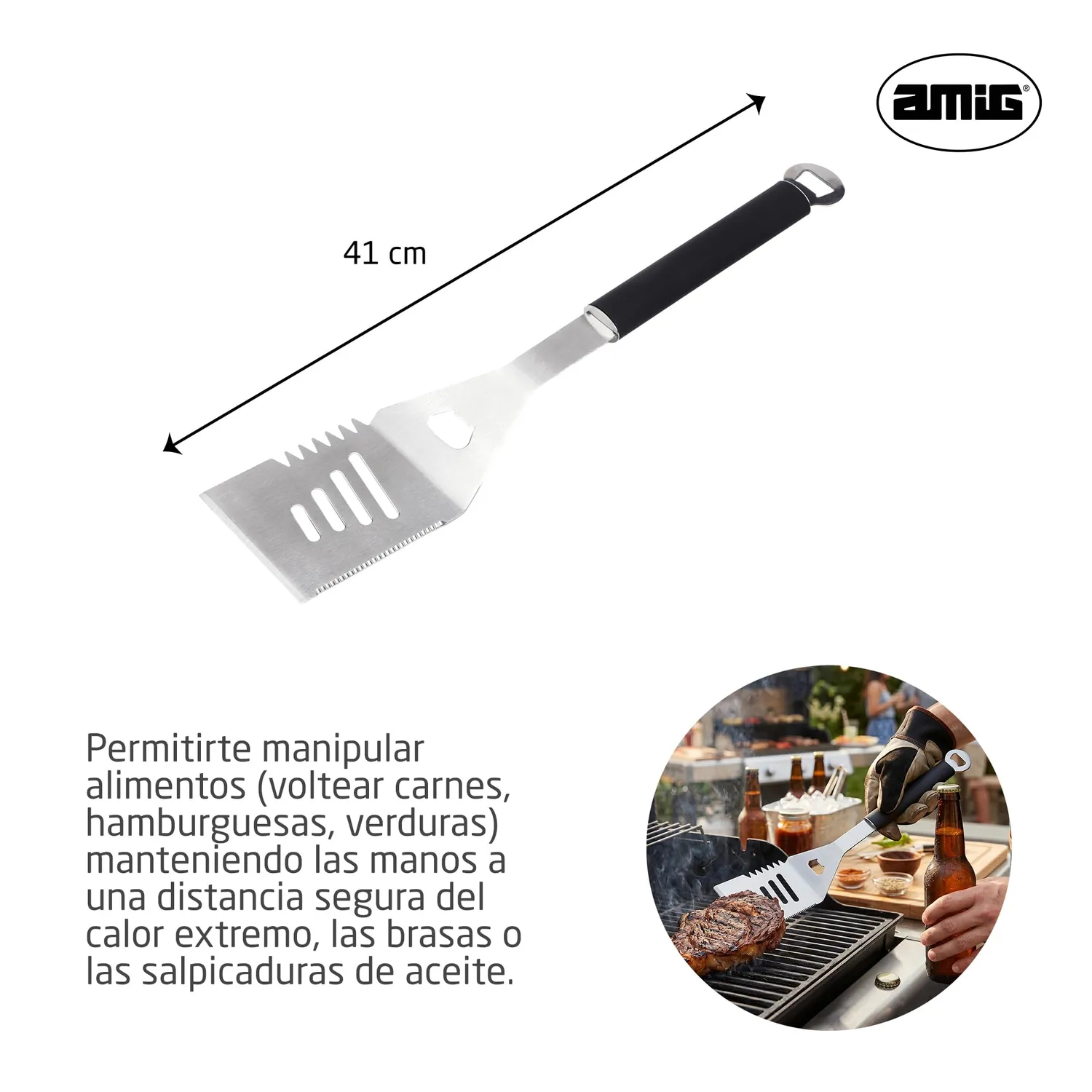 Amig AM32 spatola barbecue 41 cm acciaio inox grill