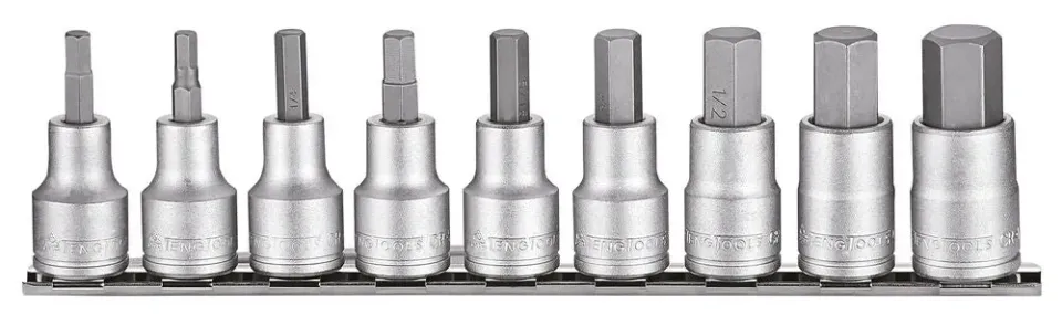 TengTools Set Bussole Esagonali 1/2" AF 9 Pezzi su Guida