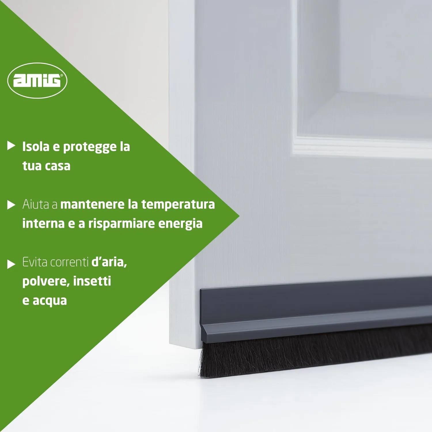 Amig paraspifferi porta adesivo 1 m nero a spazzola PVC