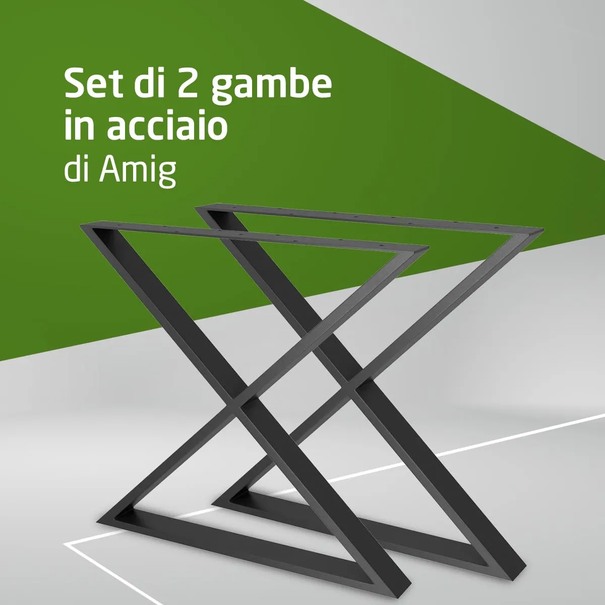 Amig 2400 gambe tavolo acciaio set 2 nere 71x78 cm
