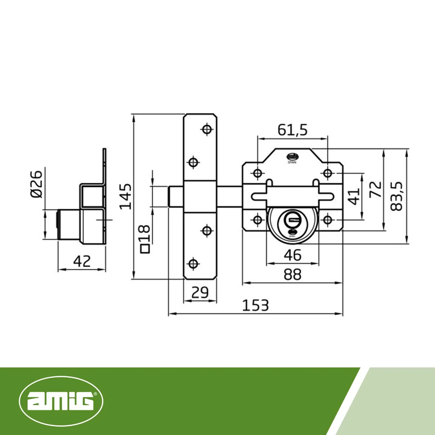 Amig serratura sovrapposta cromata 88x153 mm 34 mm