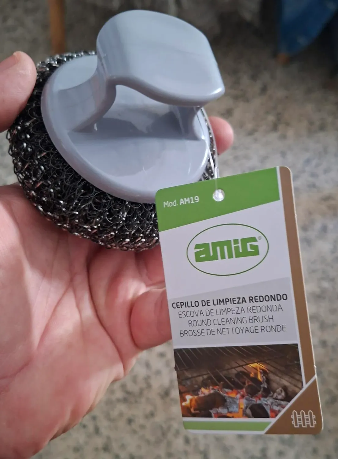 Amig AM19 Spazzola Barbecue Rotonda 8x7 cm Acciaio