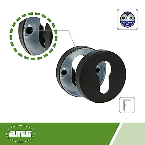 Amig 3RX rosetta rotonda nera Ø53 mm acciaio