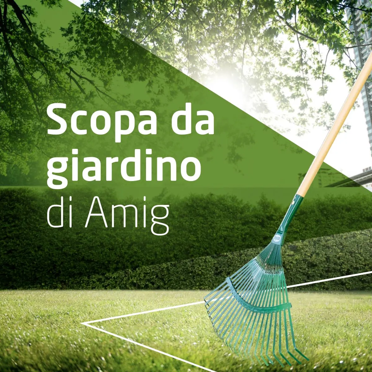 Amig rastrello giardino 22 denti acciaio verde 400 mm