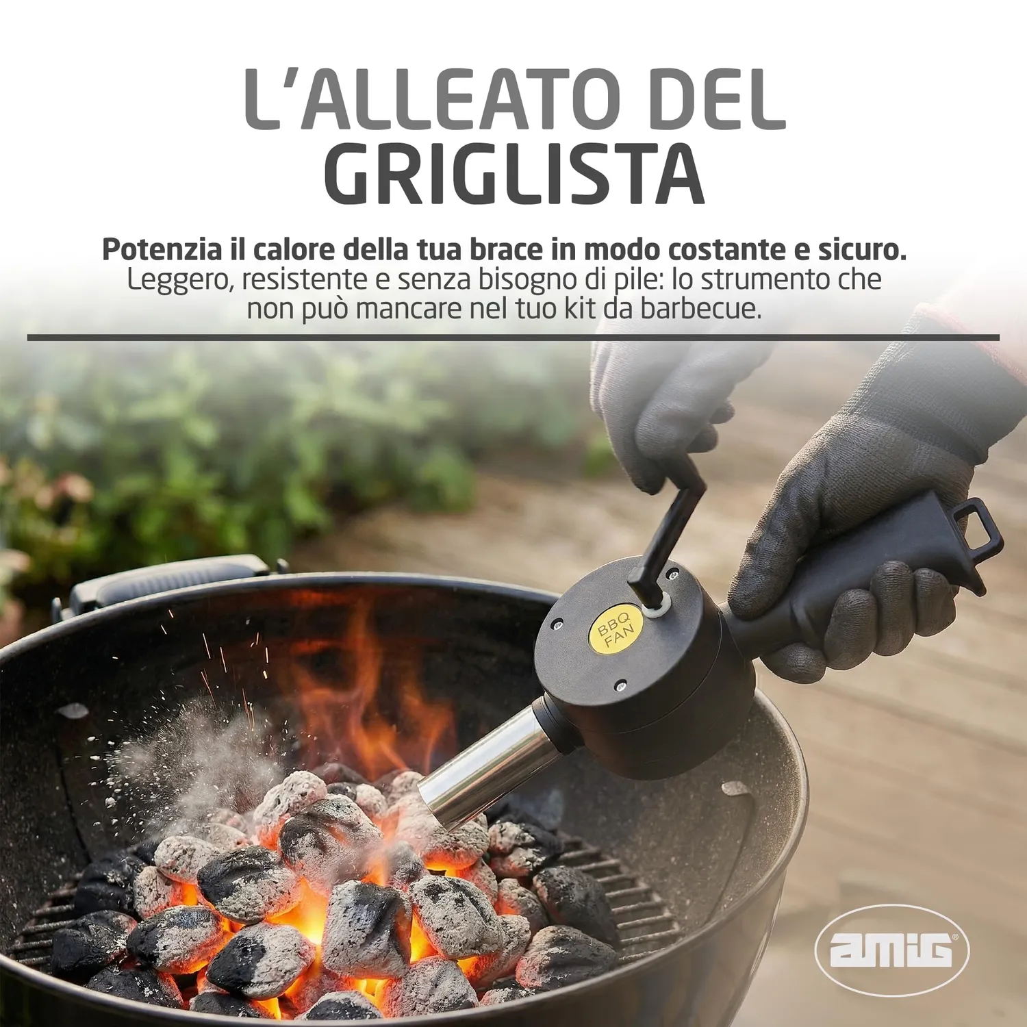 Amig AM13 Soffiatore Manuale Barbecue 25 cm Inox