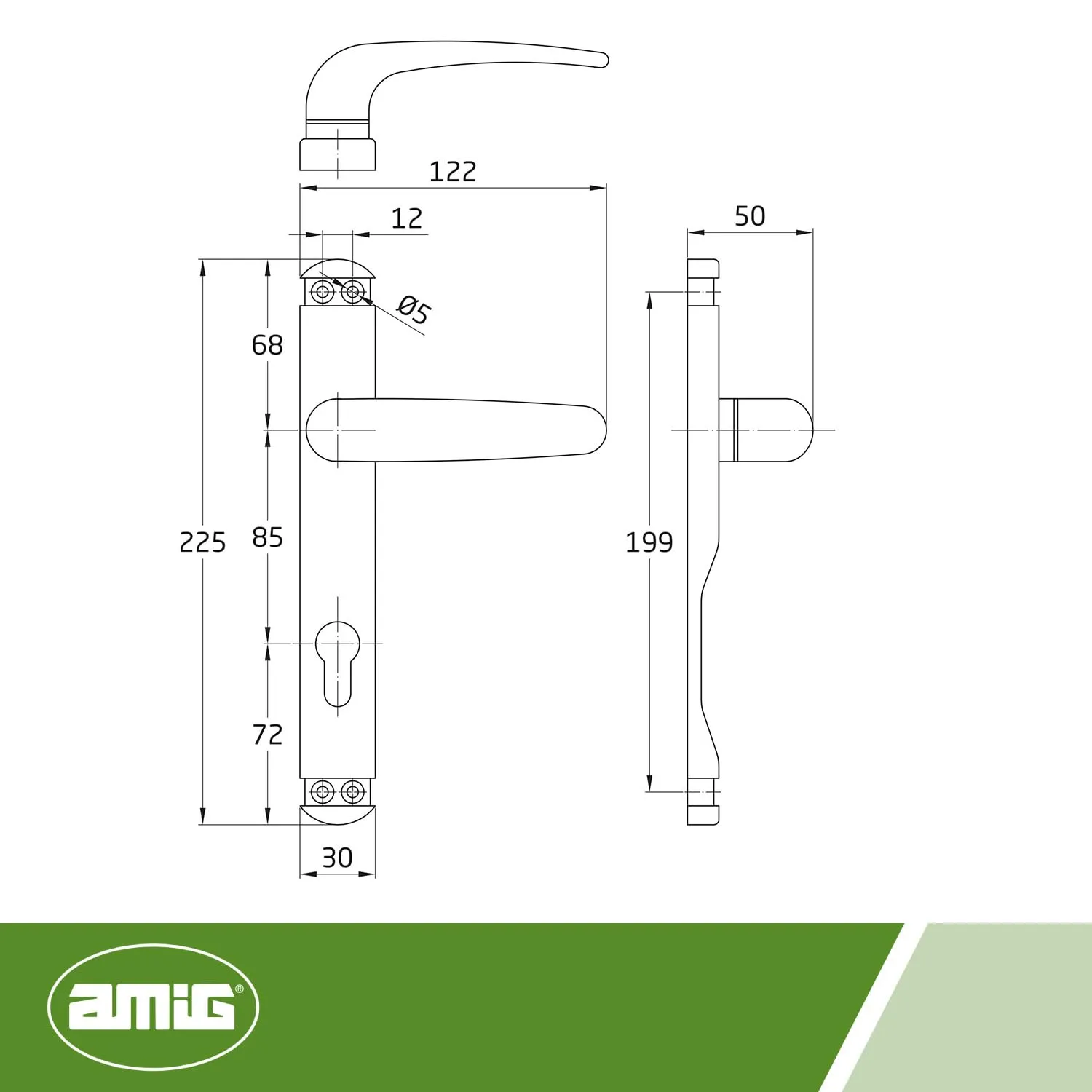 Amig maniglie porta interna alluminio bianco 225x30 mm