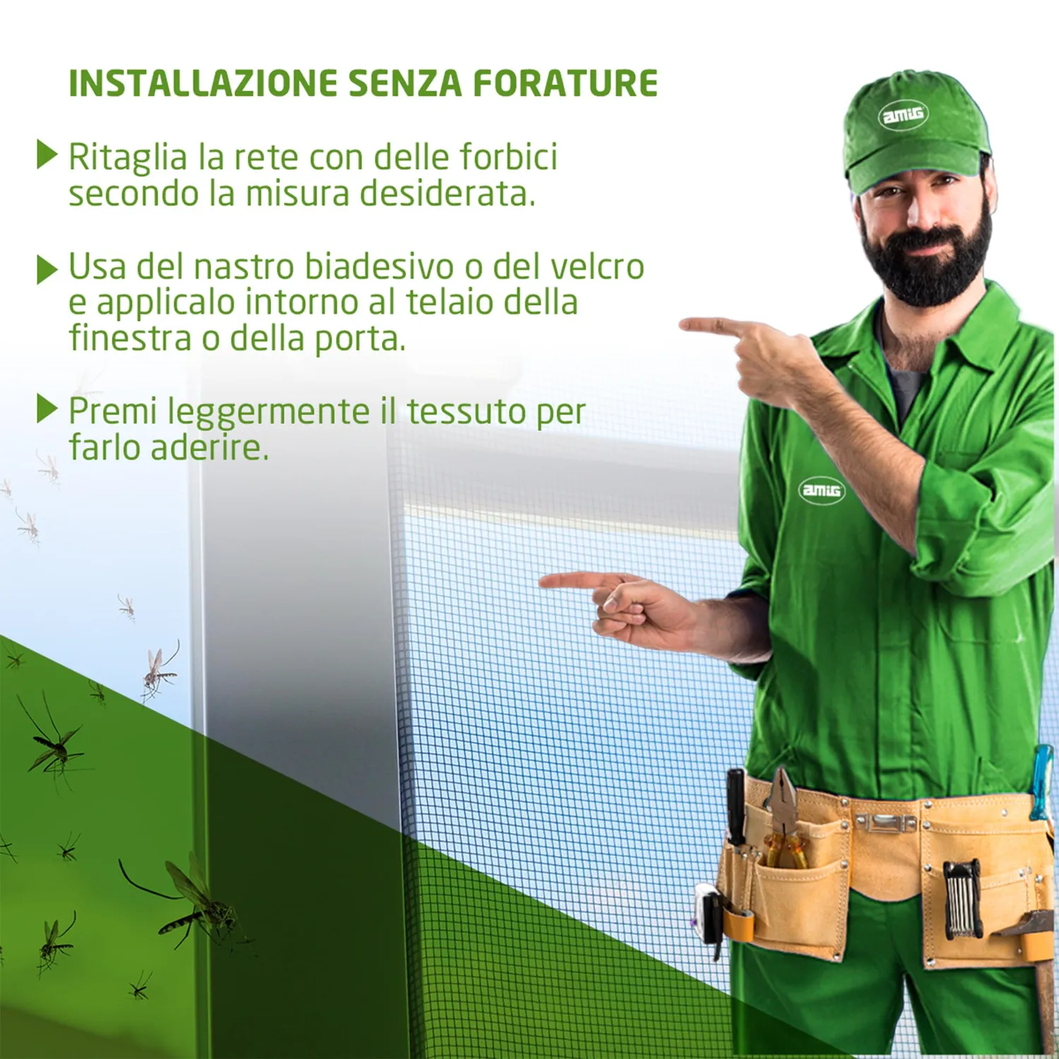 Amig Telo Zanzariera Fibra Vetro 120x300 cm Bianco