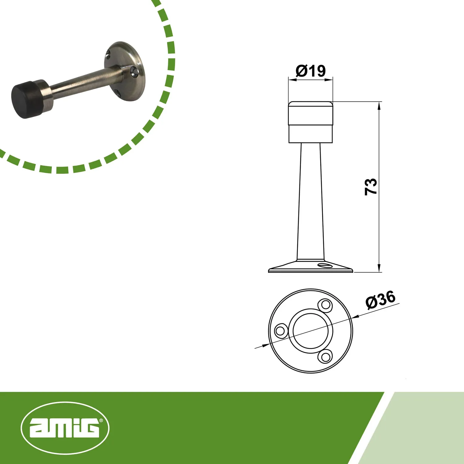 Amig 601 fermaporta a parete cuoio 19x75 mm