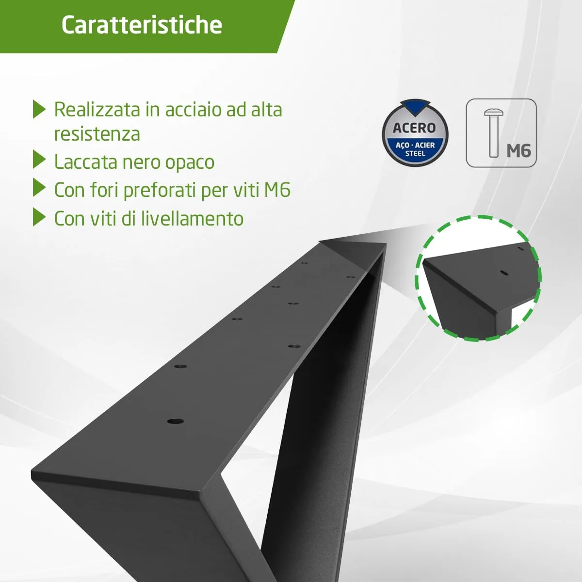 Amig 2400 gambe tavolo acciaio set 2 nere 71x78 cm