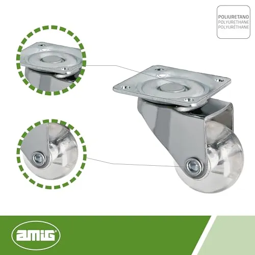 Amig 2571 Ruota senza Freno Ø30 mm 20 kg Trasparente