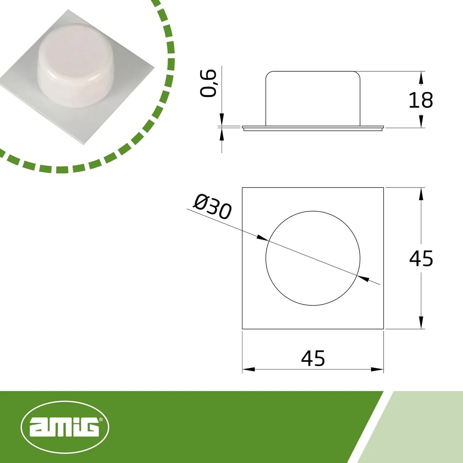 Amig 405 fermaporta adesivo bianco 45x45 mm