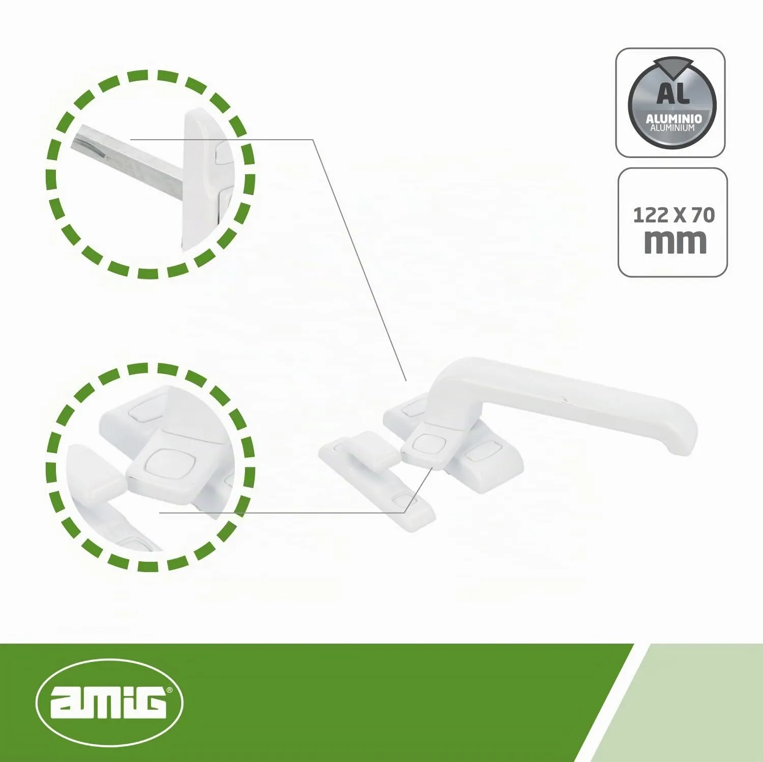 Amig Gamma maniglia finestra bianca destra 122x70 mm