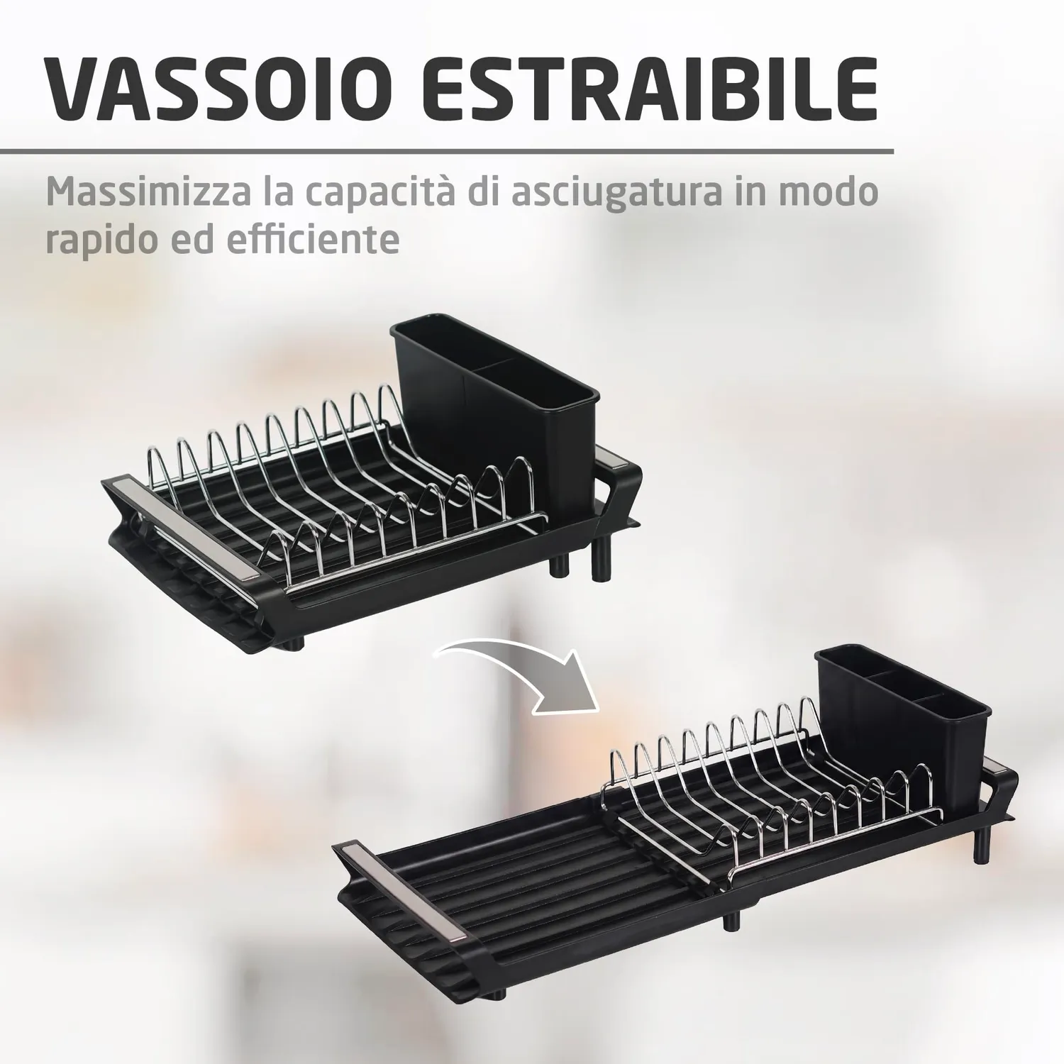 Amig Extik Scolapiatti Estensibile Nero 28-47 cm