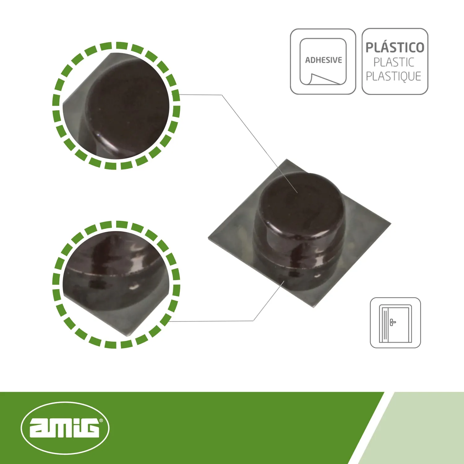 Amig 405 fermaporta adesivo marrone 45x45 mm