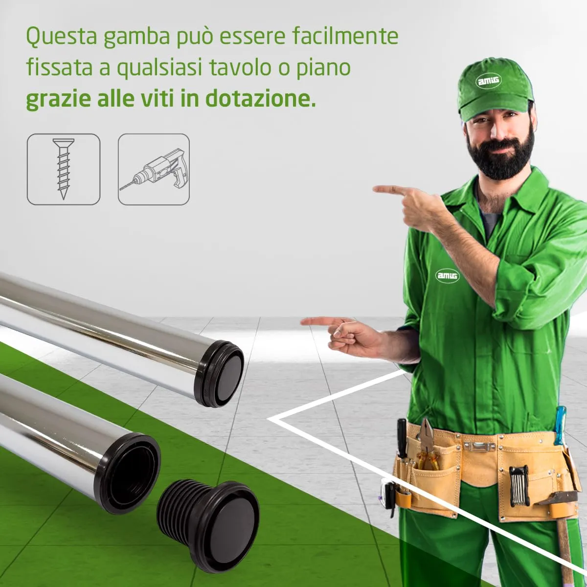 Amig gamba tavolo regolabile 60x870 mm cromo