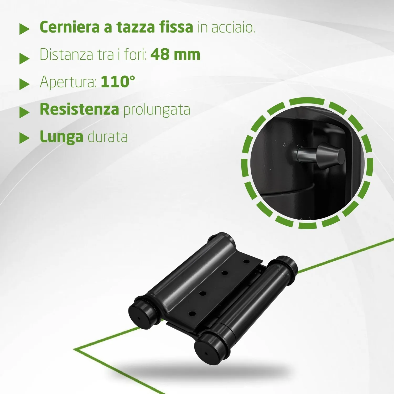 Amig Cerniera Doppia Azione Acciaio Nero 75mm