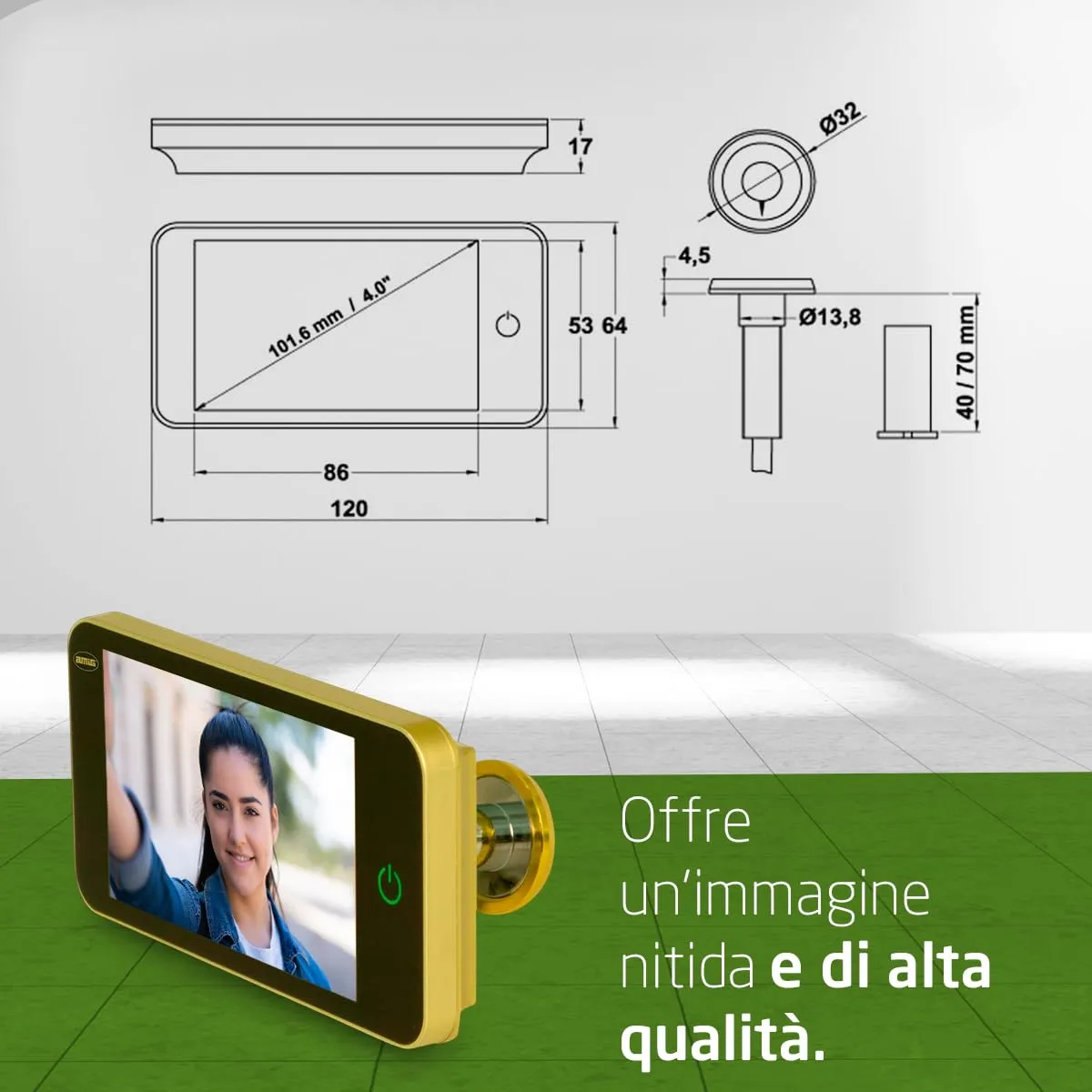Amig Spioncino Digitale 4" Oro 160° LCD