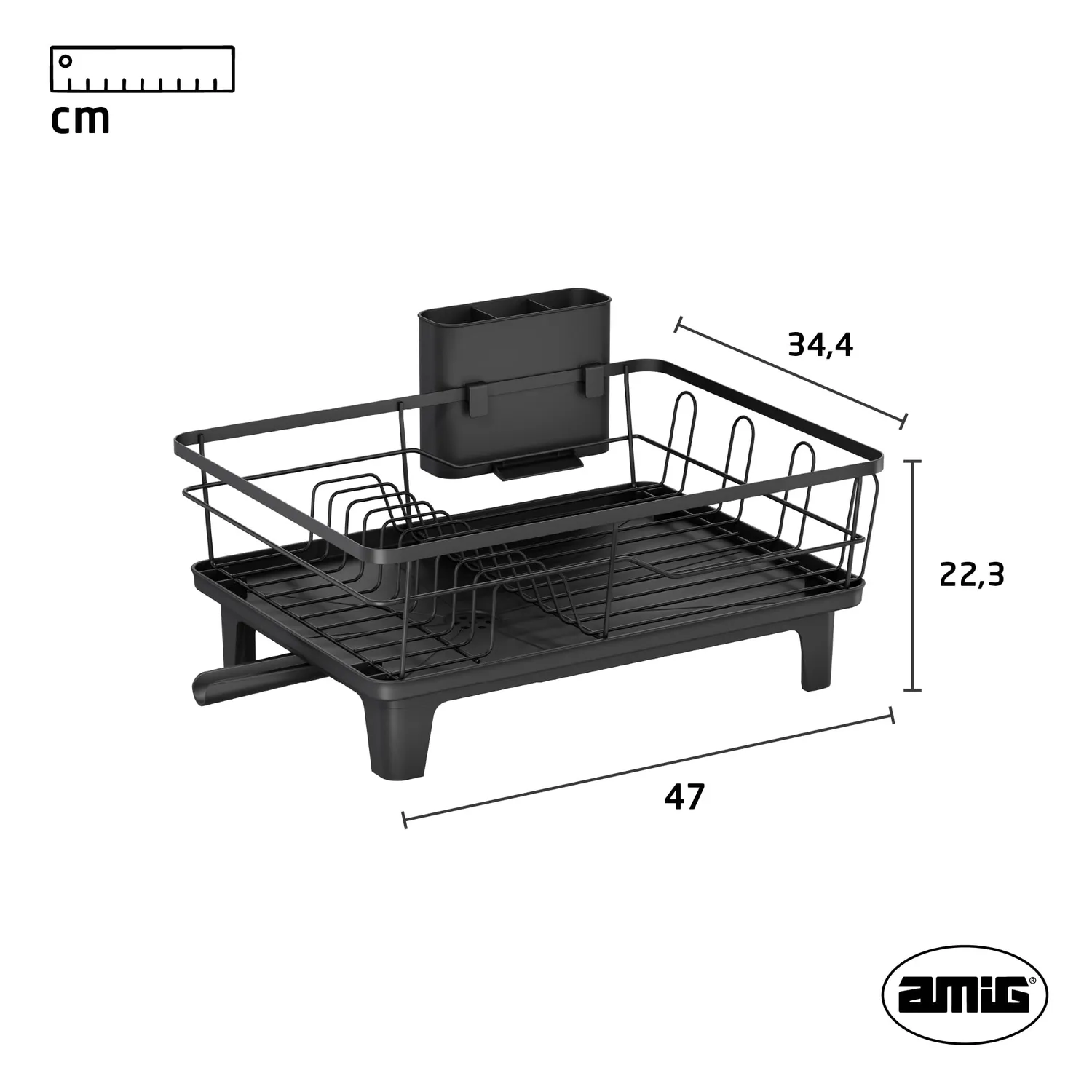 Amig Platz scolapiatti nero 47x34,4 cm acciaio vassoio
