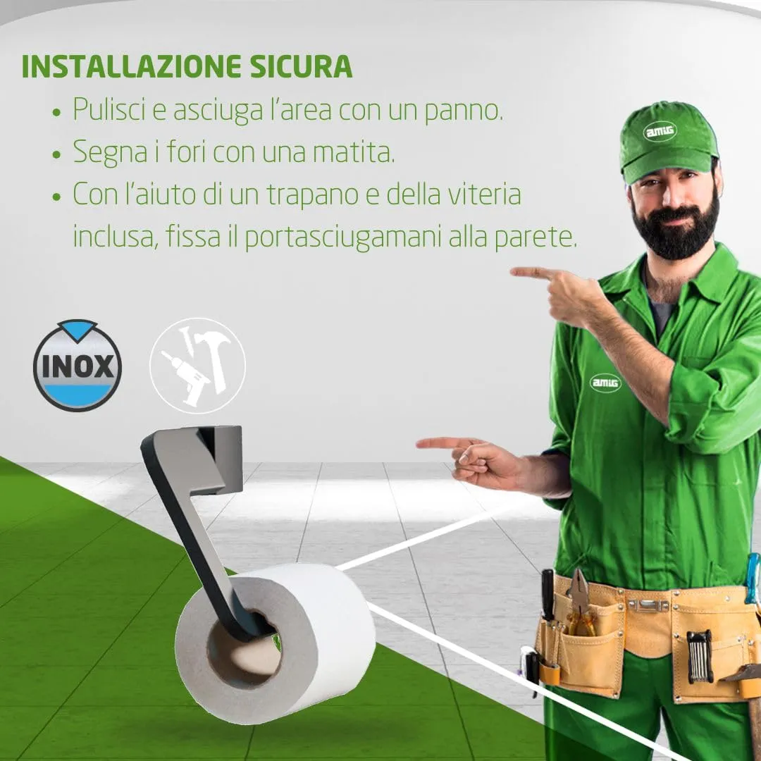 Amig Oma-5 portarotolo nero opaco senza coperchio
