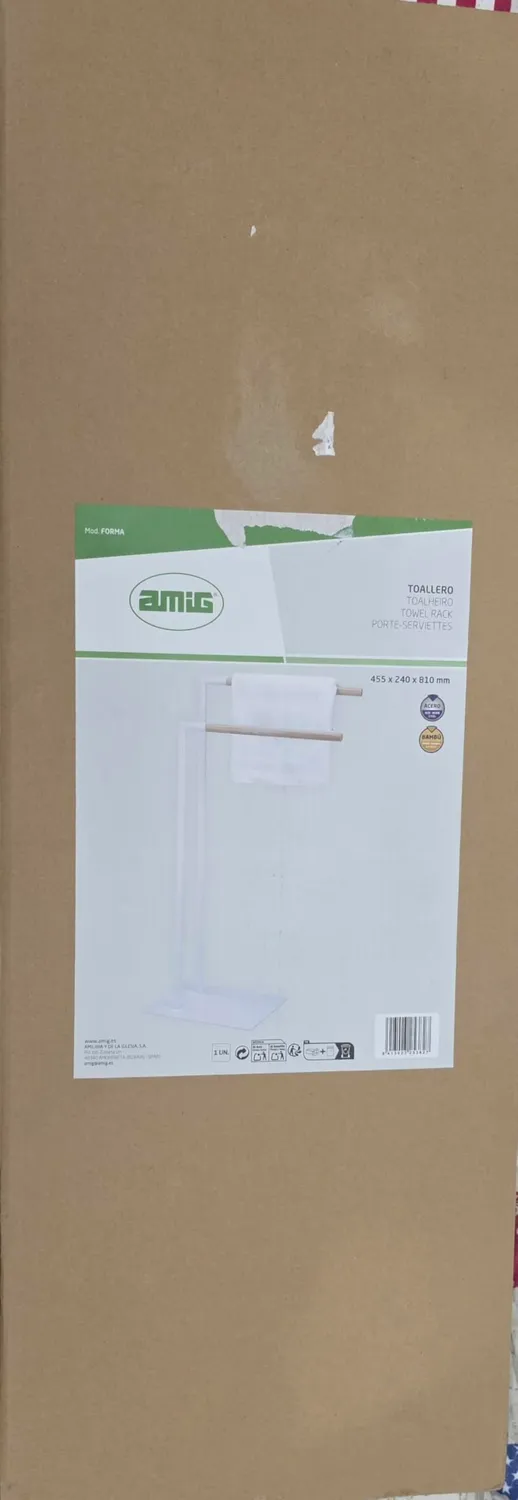 Amig porta asciugamani terra bianco legno doppia barra