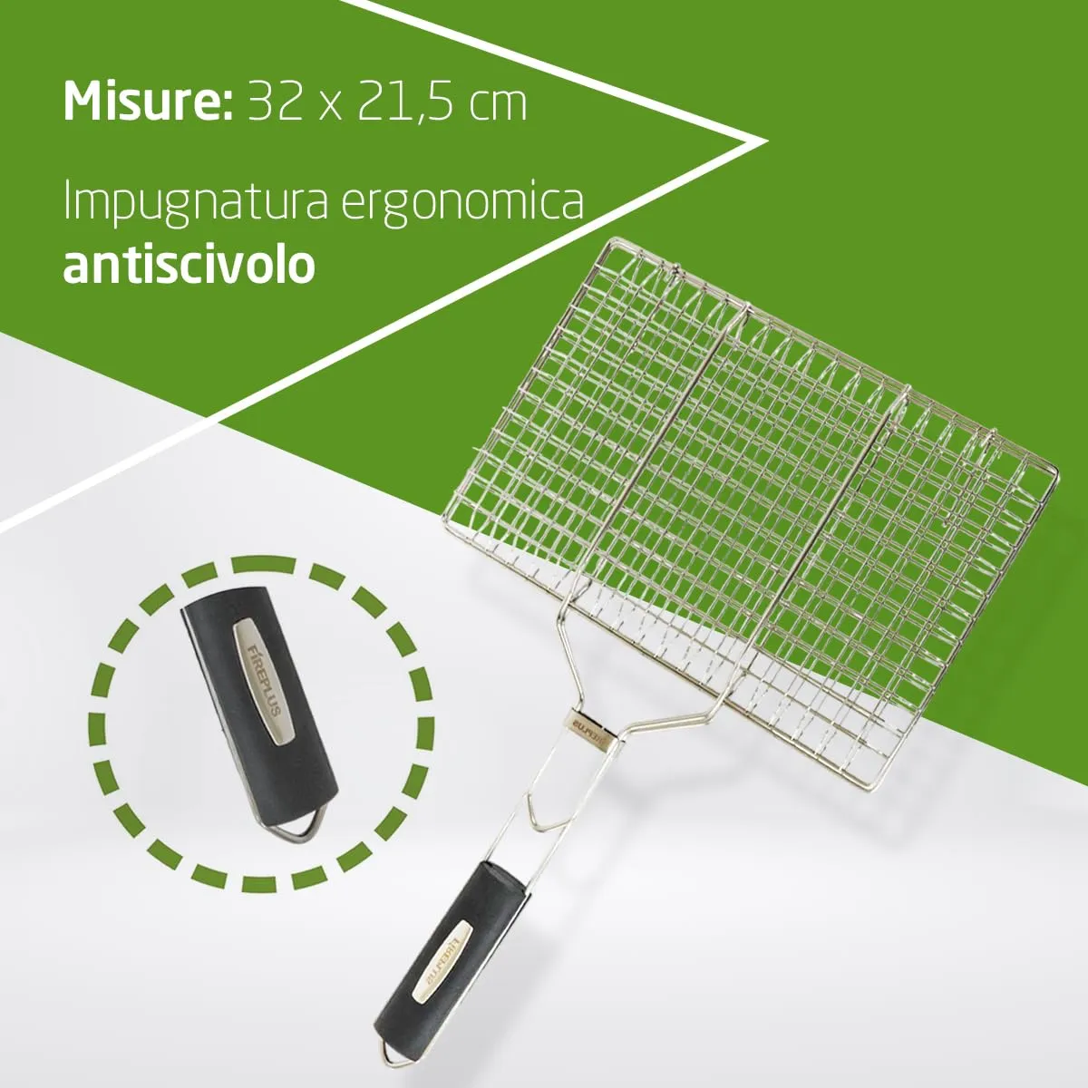 Amig Fireplus griglia barbecue doppia inox 32x21,5 cm