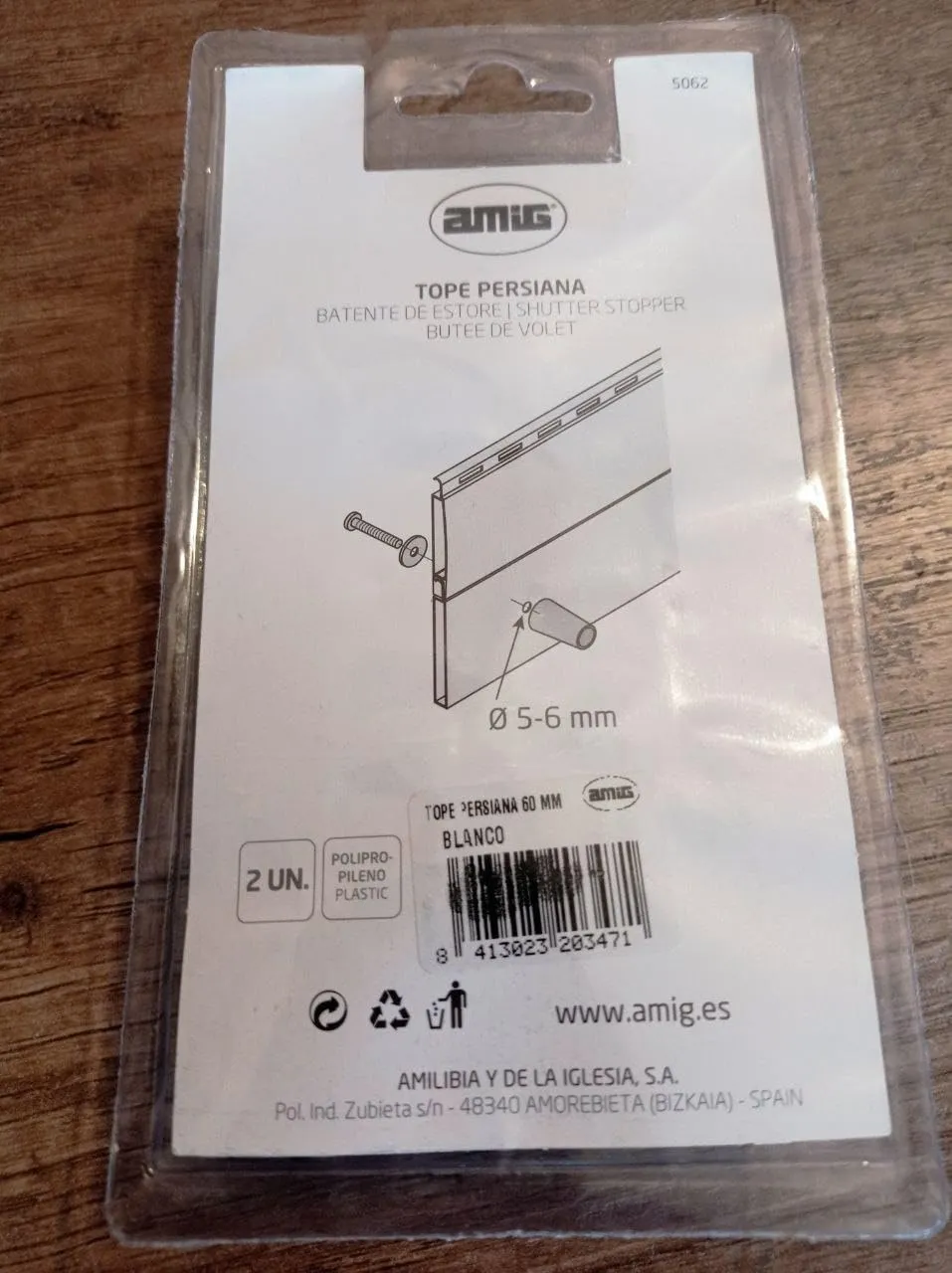 Amig Fermo Tapparella Conico 60 mm Grigio Plastica