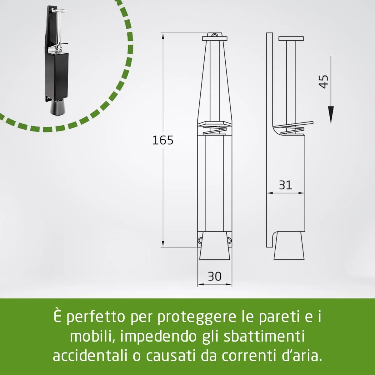 Amig Mod.11 Fermaporta a Pedale Nero 165 mm
